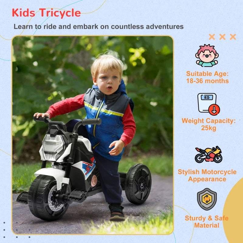 3-in-1 Toddler Trike & Balance Bike with Headlight & Music - White