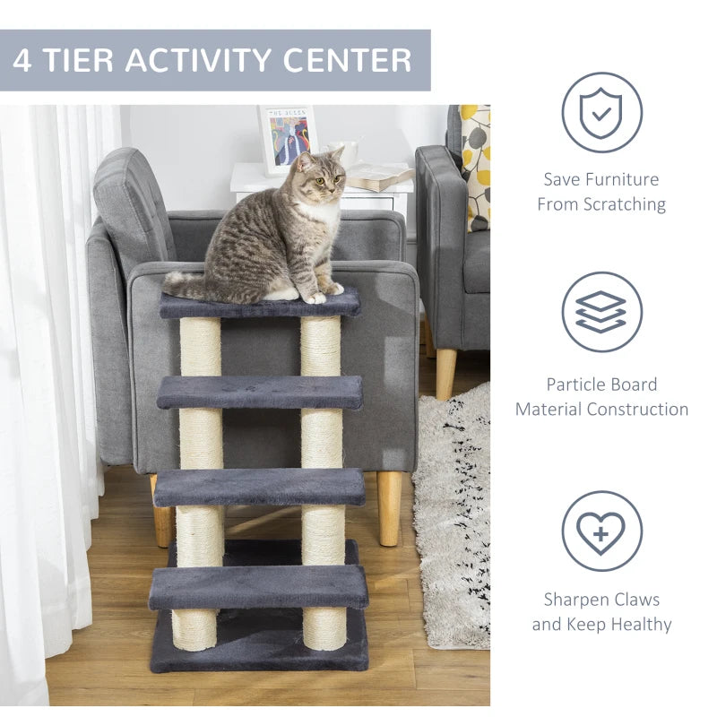 Grey Pet Ladder - Particle Board for Cats and Dogs