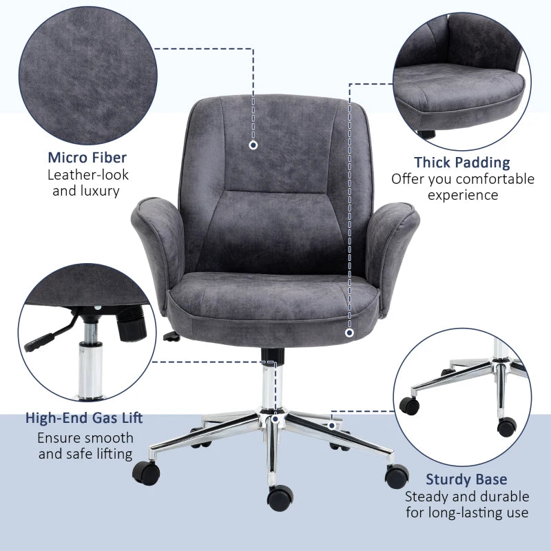 Grey Faux Microfibre Leather Office Chair