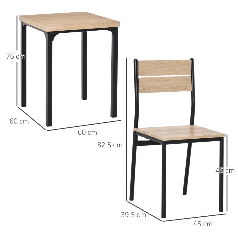 3-Piece Dining Set, Light Wood/Black