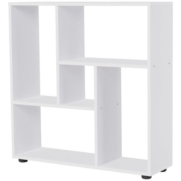 White 5-Unit Grid Bookcase with Melamine Foot Pads