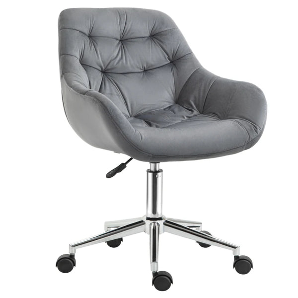 Dark Grey Velvet Ergonomic Office Chair with Adjustable Height and Support