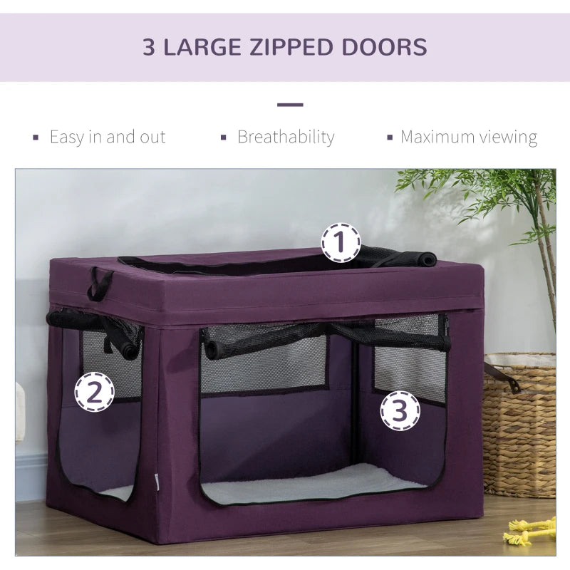 Purple Pet Carrier Bag with Cushion for Medium to Large Dogs - 90cm