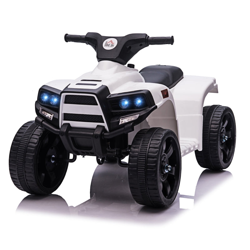 White Kids Electric Ride-On ATV Toy with Headlights & Horn for Toddlers 18-36 Months