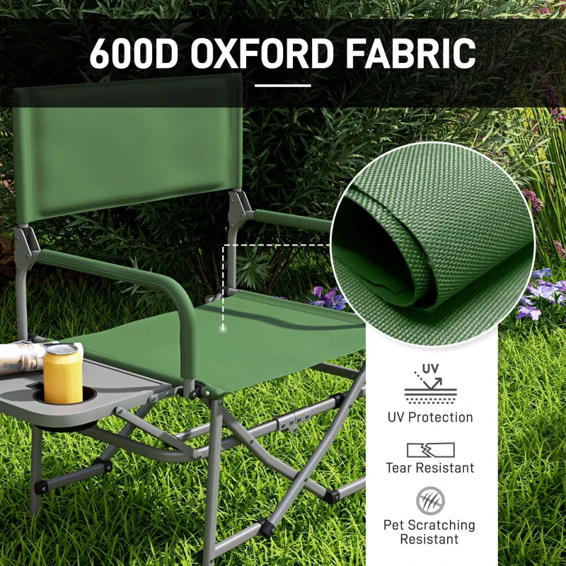 Green Folding Camping Chair with Side Table