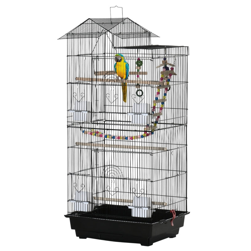 Compact Bird Cage Kit for Small Birds - Complete Set with Accessories and Toys