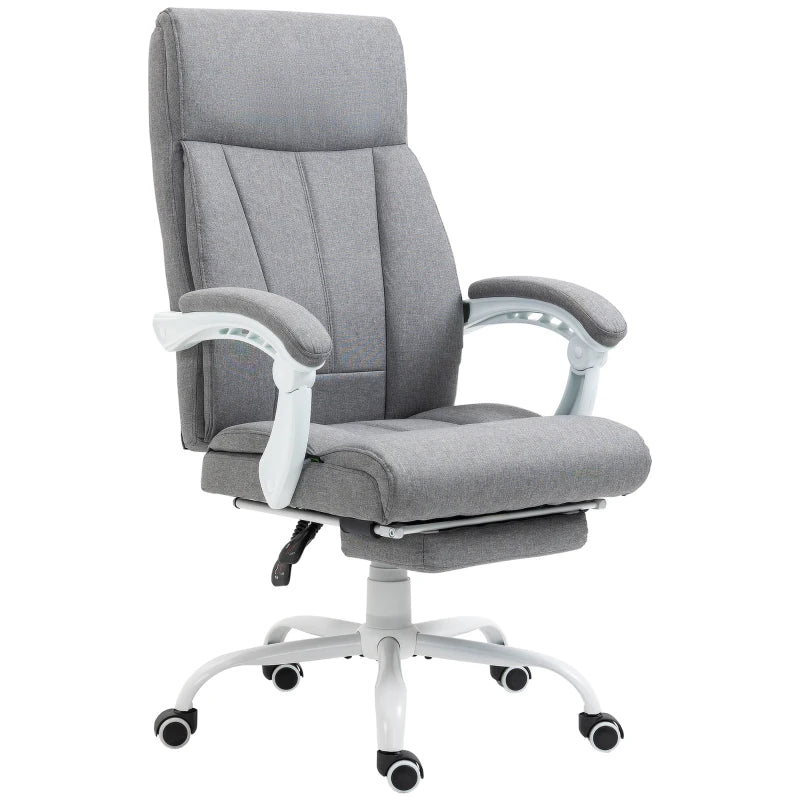 Grey Ergonomic Office Chair with Reclining Back and Footrest