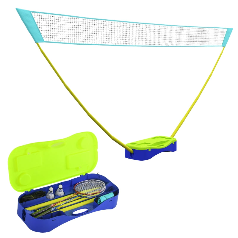 Portable Badminton and Volleyball Set - Blue, 2 Rackets, 2 Shuttlecocks, Carry Case