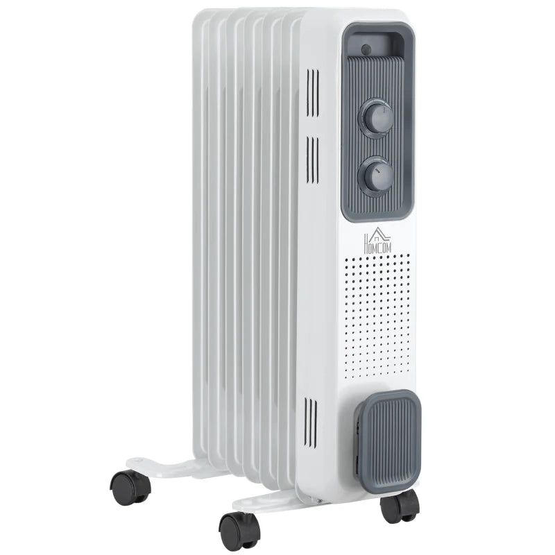 White 1500W Portable Oil Filled Radiator Heater