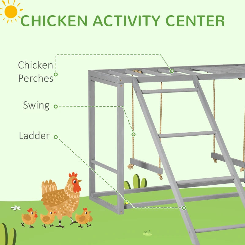 Grey Chicken Coop with Swing Set for 3-4 Chickens