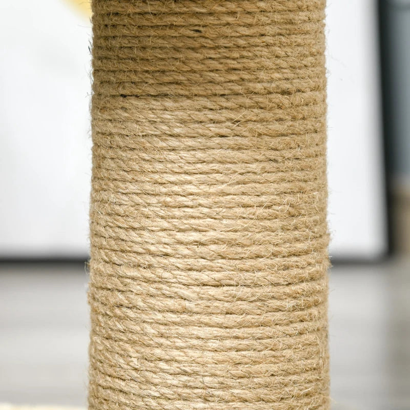 Beige Cat Tree with Scratching Post, Tunnel, Ball Toy - 56cm