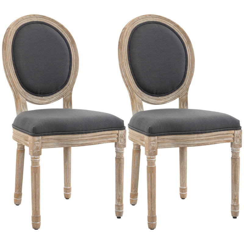 Grey French-Style Wooden Dining Chairs Set of 2