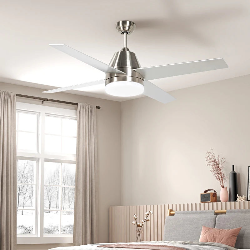 Silver and Black LED Ceiling Fan with Remote Control