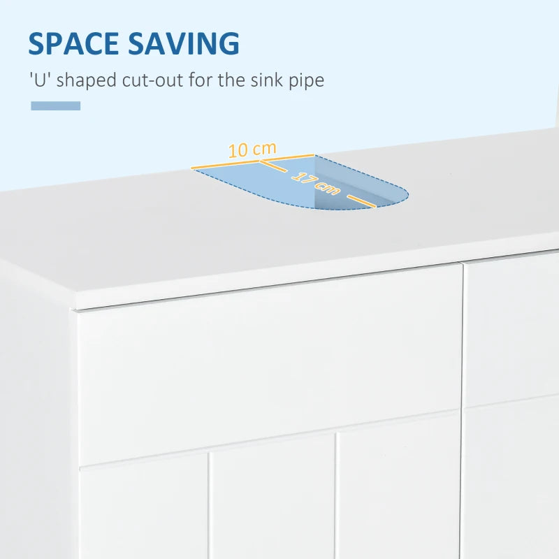 White Under Sink Storage Cabinet with Double Doors