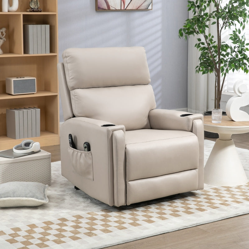 Beige Electric Lift Recliner Chair with Massage and Heat