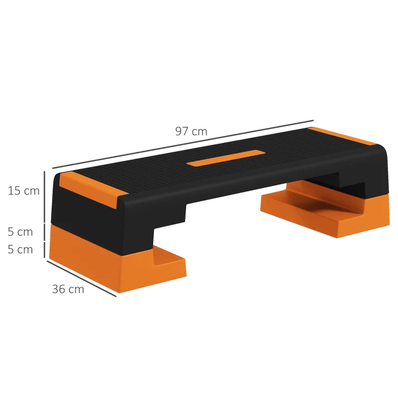 Orange Exercise Stepper - 15cm/20cm/25cm Aerobic Step Platform