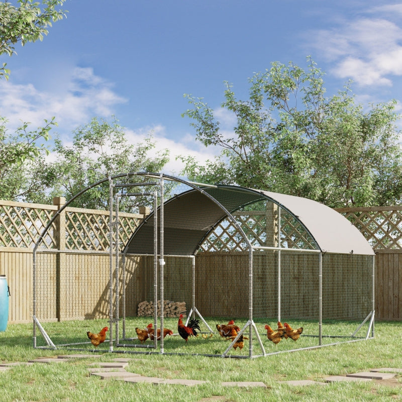 Galvanised Chicken Run with Water-Resistant Cover, 2.8 x 3.8 x 2m