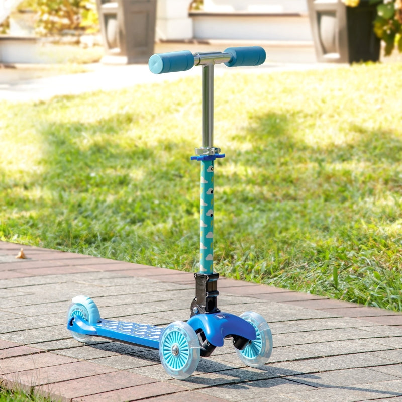 Blue Foldable Kids Scooter with Flashing Wheels