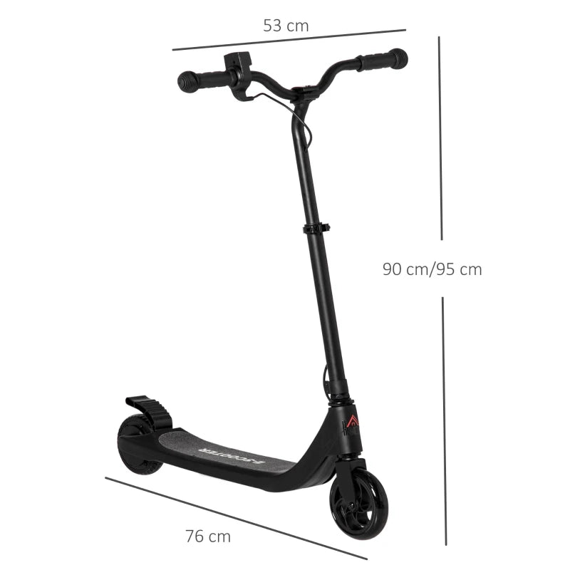 Black Electric Scooter with 120W Motor, Battery Display, Adjustable Height, Rear Brake - Ages 6+