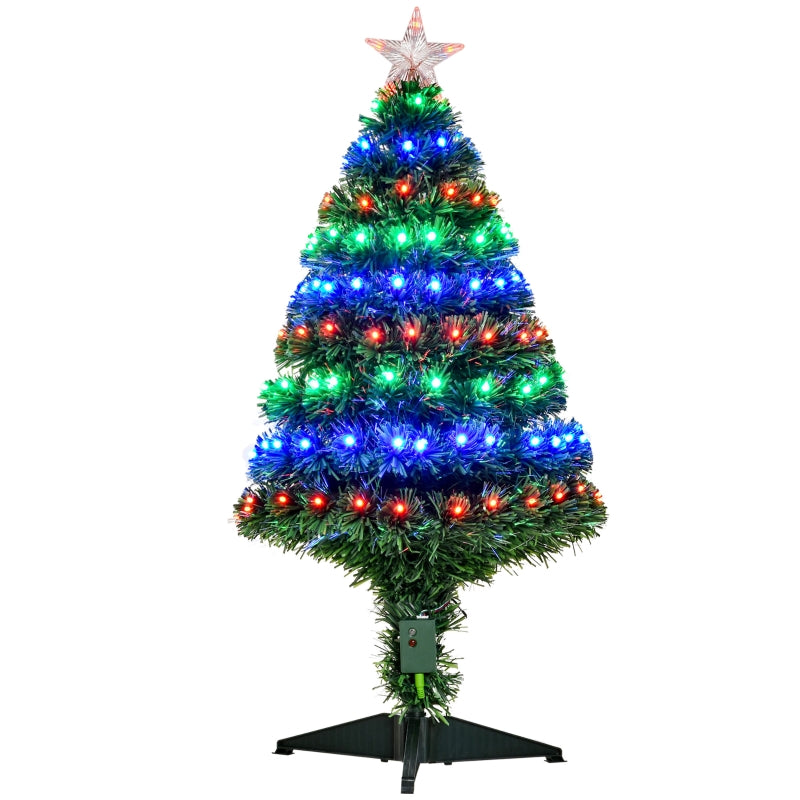 3ft Pre-Lit Fiber Optic Christmas Tree, Multi-Coloured LED Lights, Green