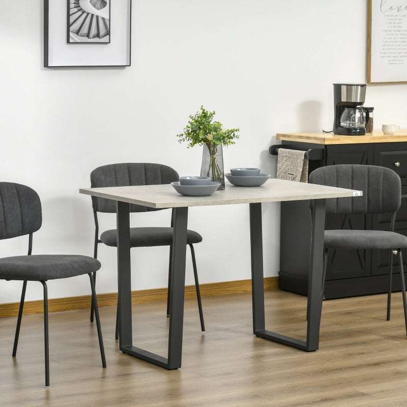 Light Grey Cement Effect Dining Table for 4, U-Shaped Metal Legs