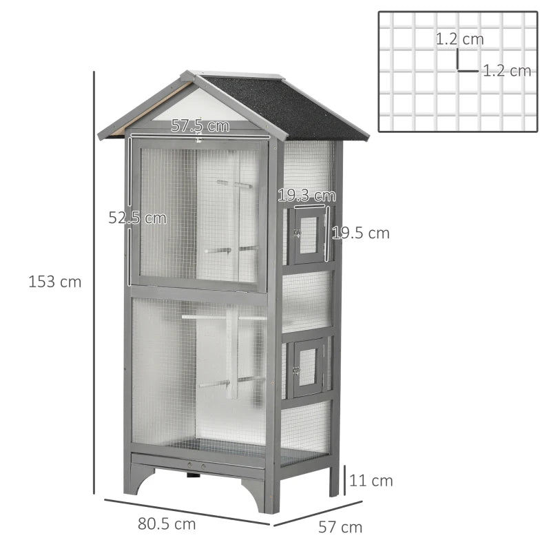 Grey Wooden Outdoor Bird Cage for Finches and Canaries