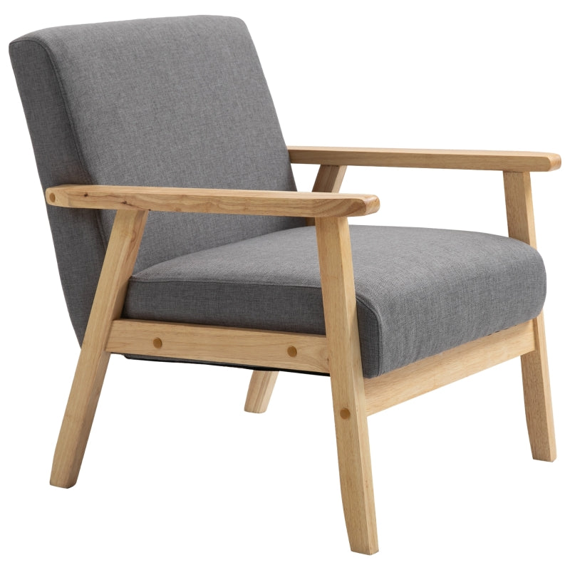 Modern Grey Padded Accent Chair with Wooden Frame