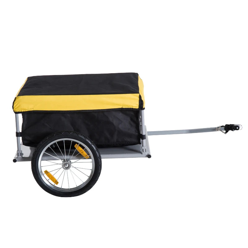 Yellow Bicycle Cargo Trailer with Folding Storage & Removable Cover