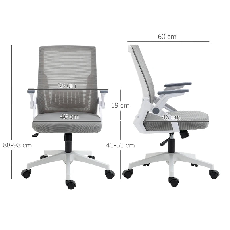 Grey Mesh Office Chair with Lumbar Support & Swivel Wheels