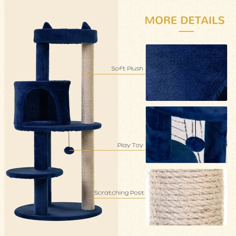 Blue Cat Tree Tower with Scratching Posts and Perches