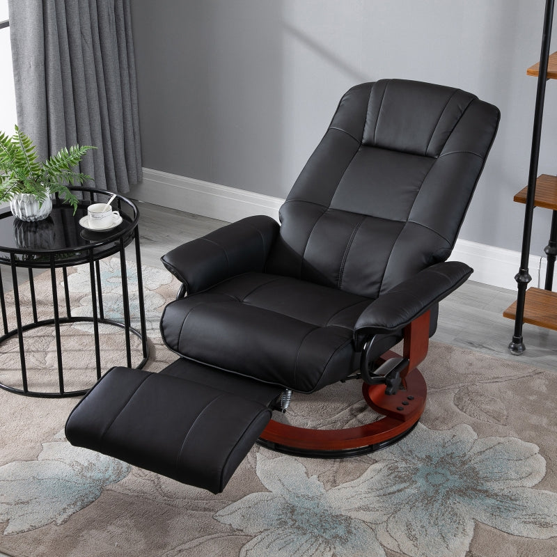 Black Faux Leather Manual Recliner Armchair