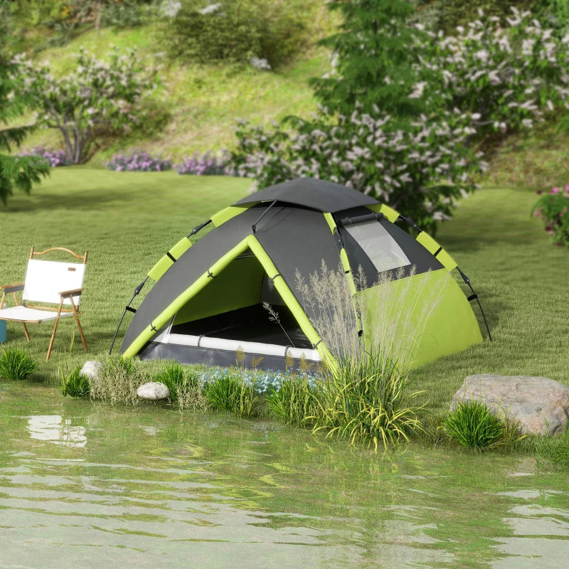 Green Two-Person Camping Tent with Accessories