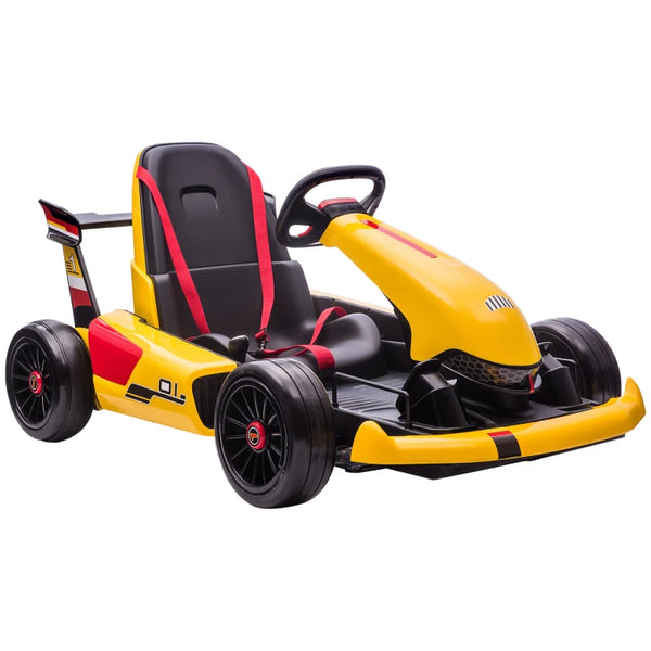 Yellow Electric Kids Go Kart with Reversing Steering Wheel