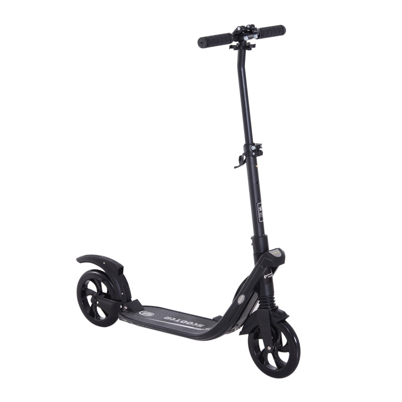 Black Urban Folding Kick Scooter with Rear Brake & Shock Absorption System