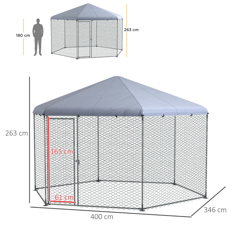 Large Outdoor Chicken Coop and Run for 10-15 Animals, 4x3.5x2.6m, Green