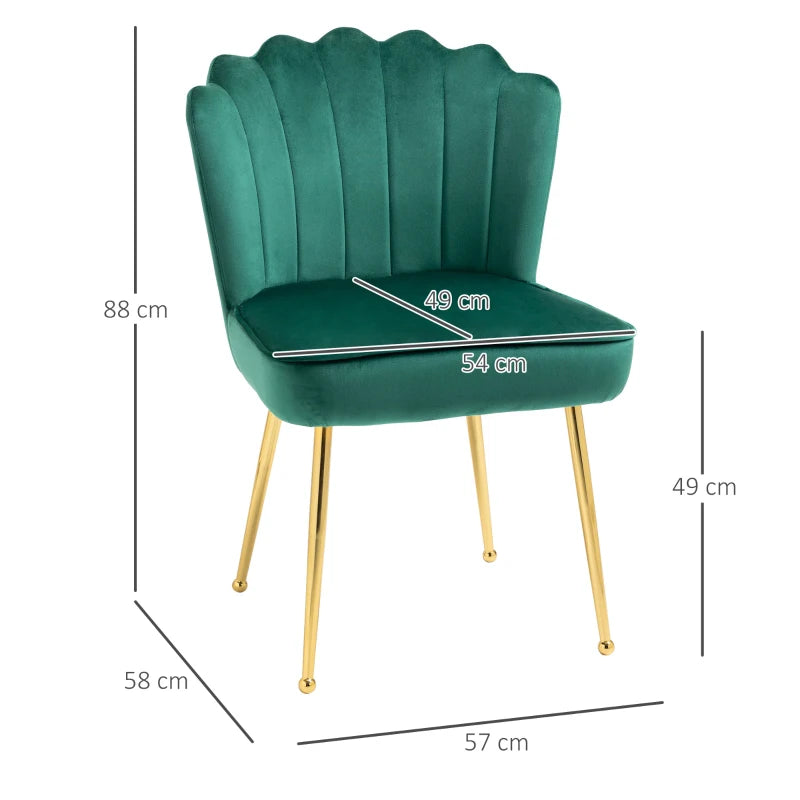 Green Velvet Accent Chair with Gold Metal Legs