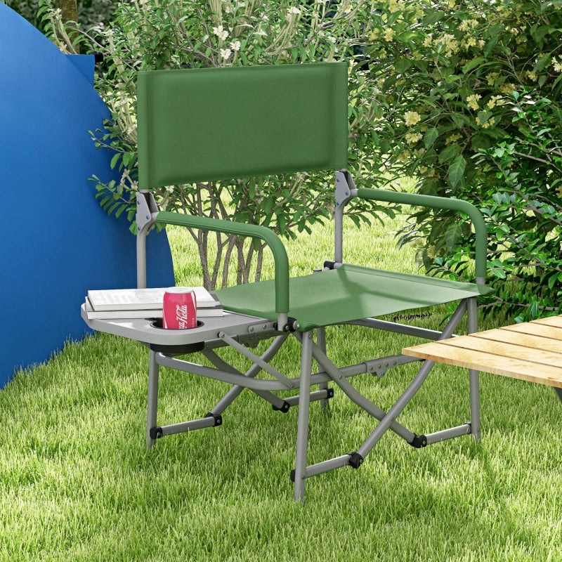 Green Folding Camping Chair with Side Table