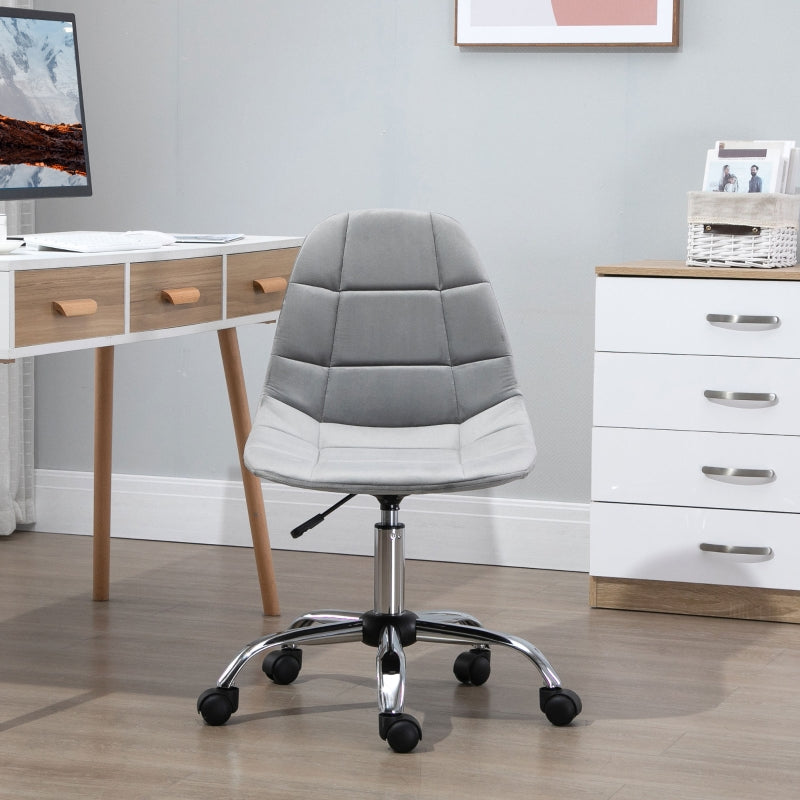 Grey Velvet Ergonomic Office Chair with Wheels