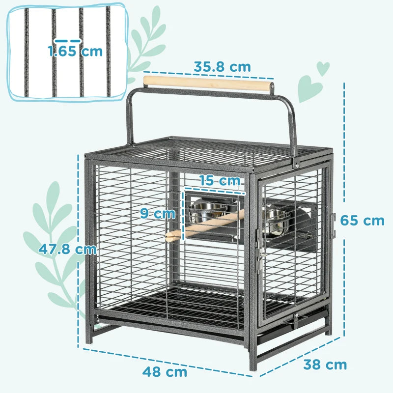 Portable Pet Bird Cage with Metal Handle - Blue