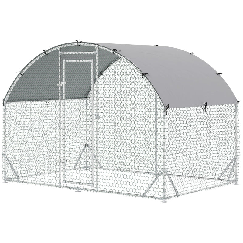 Galvanised Chicken Run with Water-Resistant Cover, 2.8 x 1.9 x 2m