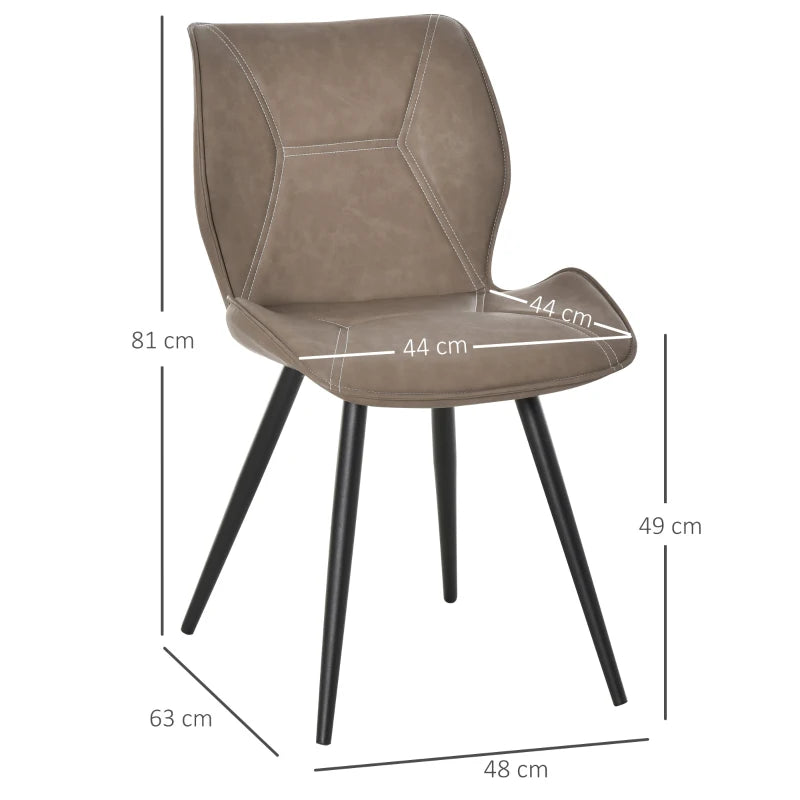 Brown PU Leather Racing-Style Dining Chairs Set of 4