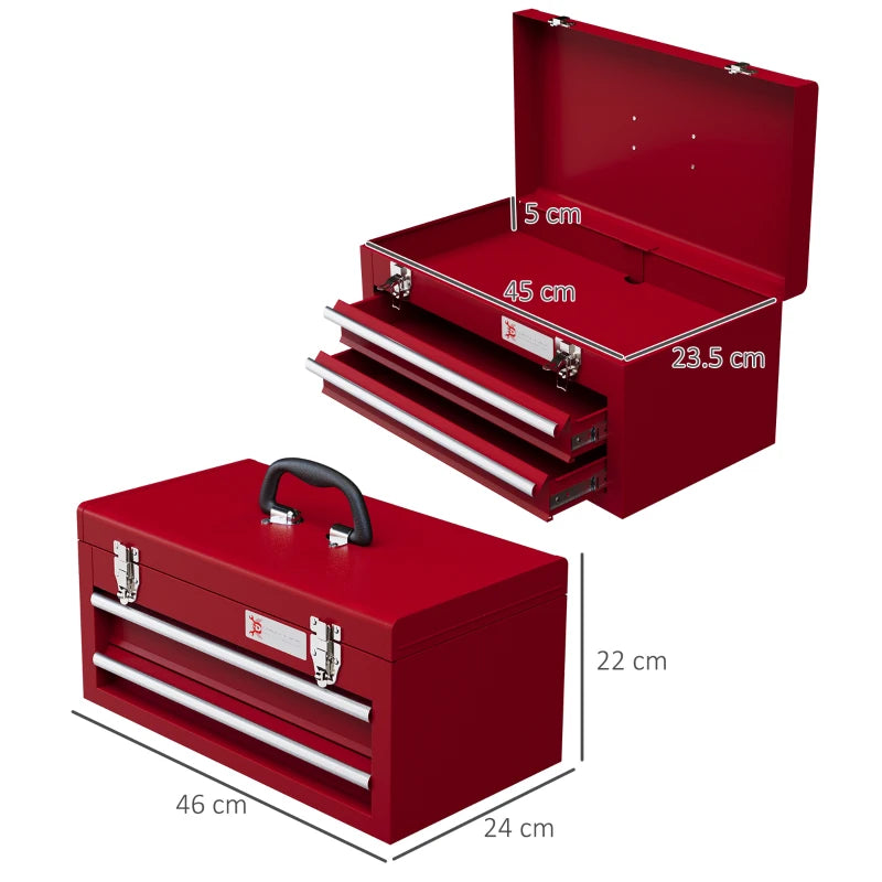 Red Metal 2-Drawer Tool Chest with Lockable Latches