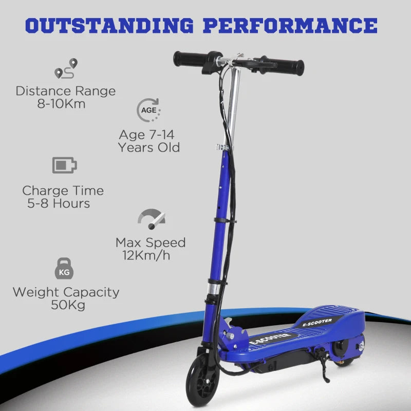 Blue/Black Folding Electric Kids Scooter for Ages 7-14