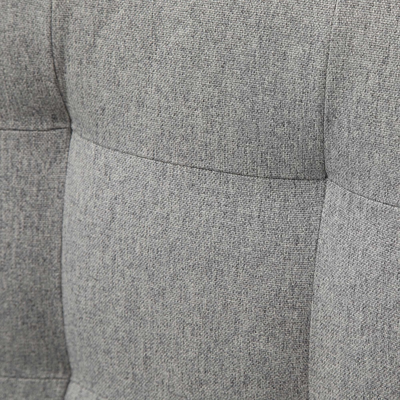 Grey Fabric Bar Stools Set of 2, Tufted Back, Wood Legs