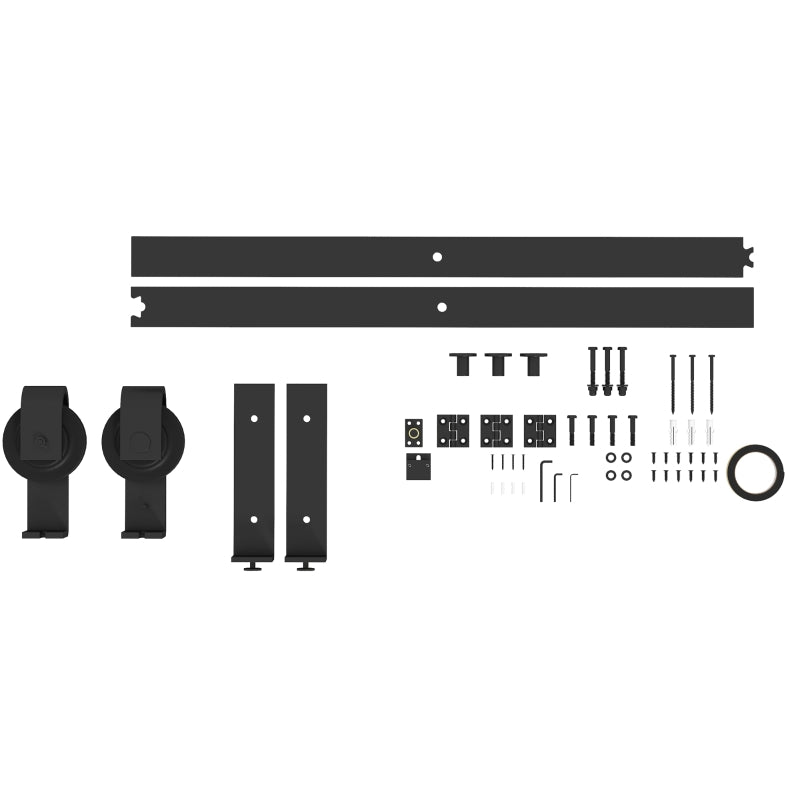 4FT Black Bi-Folding Sliding Barn Door Hardware Kit for 2 Doors