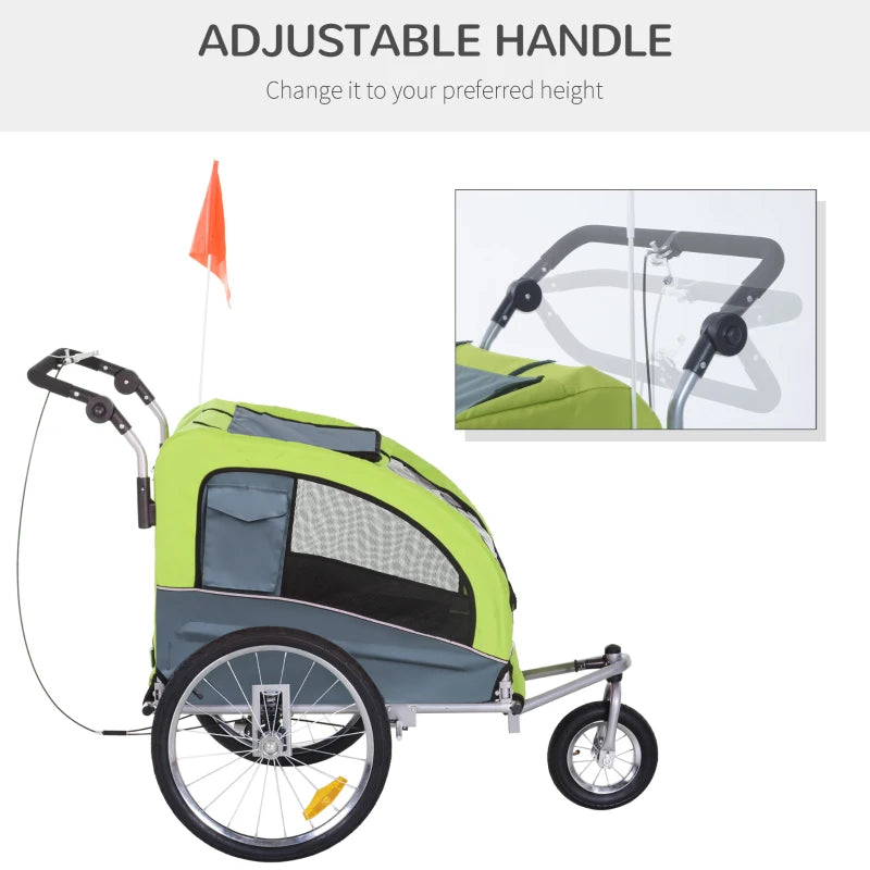 Green Dog Bike Trailer with 360° Rotatable Wheels