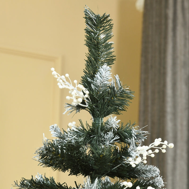 6FT Snow-Dipped Christmas Tree | White Berries Star Topper | Green Branches