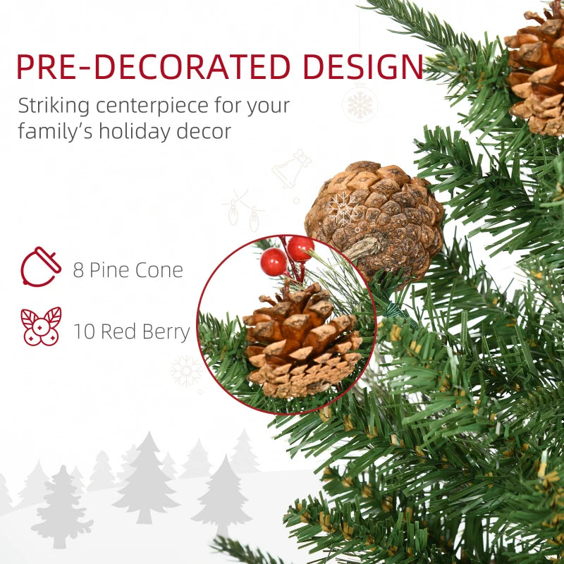 Green 3 Ft Christmas Tree Set with Pine Cones and Berries