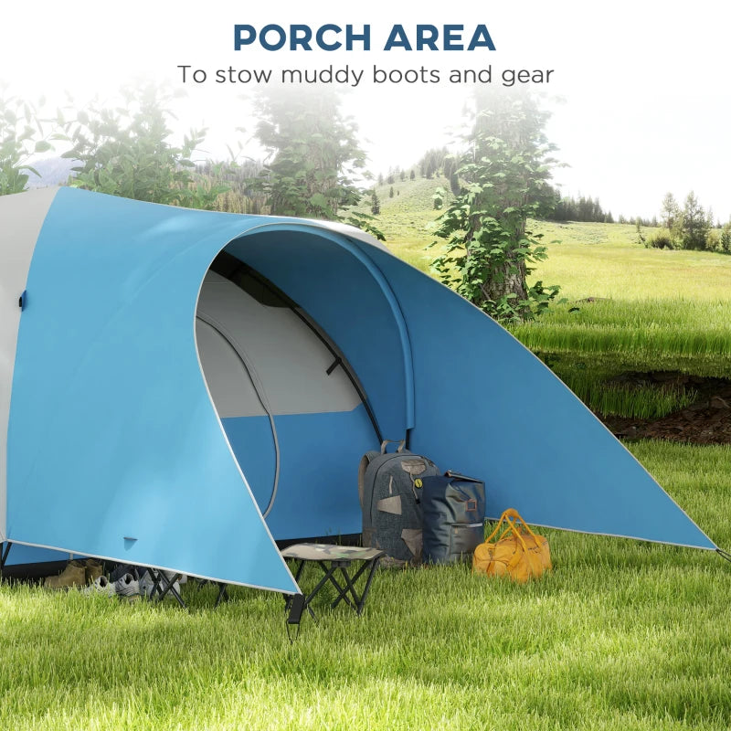 Blue 3000mm Waterproof Camping Tent for 5-6 People with Porch and Groundsheet