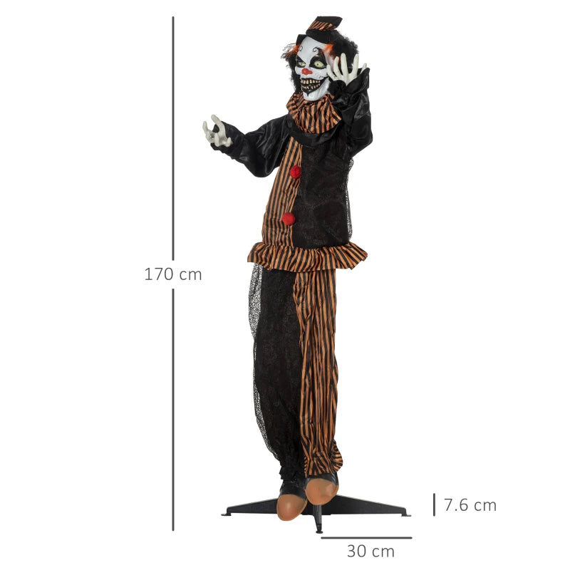 Animated Circus Clown Halloween Decoration with Light-Up Eyes